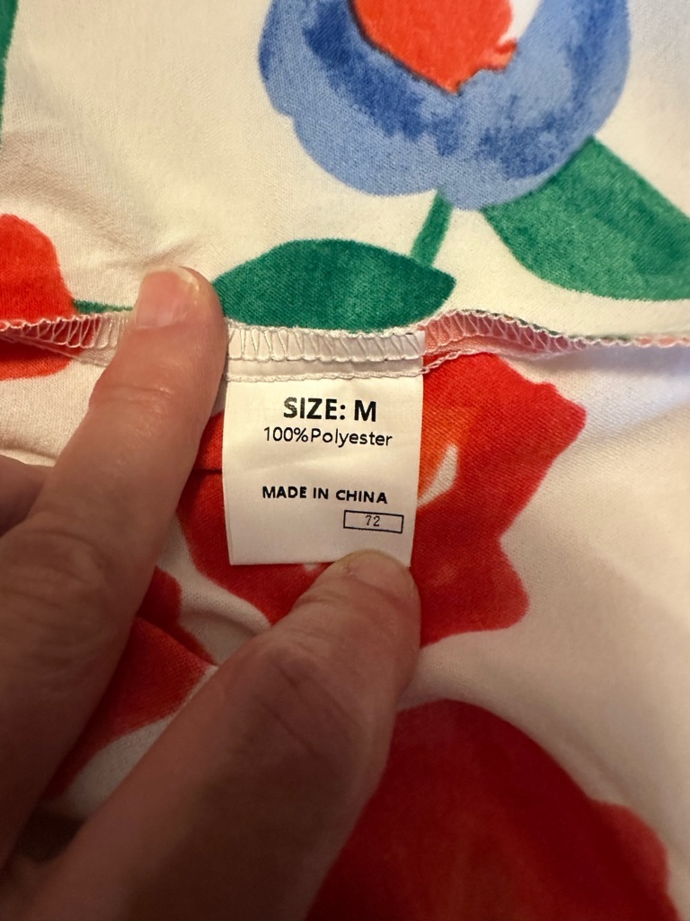 Floral Tiered Midi Dress in White with Red & Blue Blooms - Picture 8 of 9